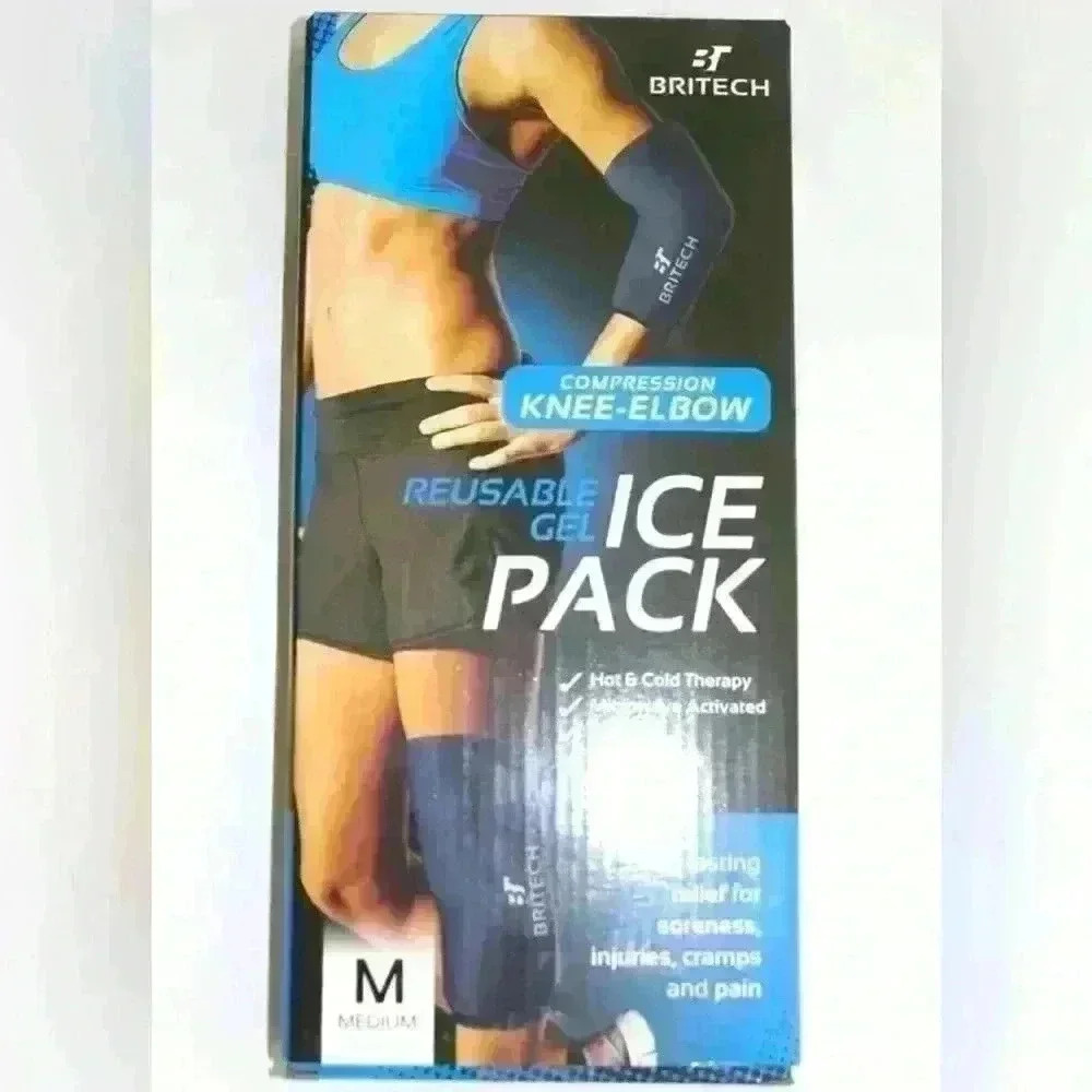 Britech compression knee-elbow Reusable gel ice pack. New.